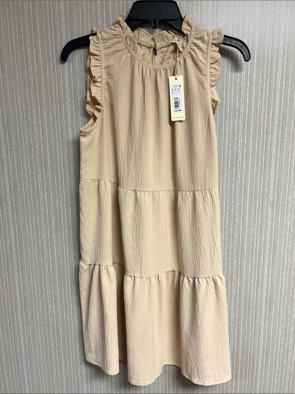 NWT S Copper Key Cream Tiered Sleeveless Ruffle-Trim Midi Dress Dillards